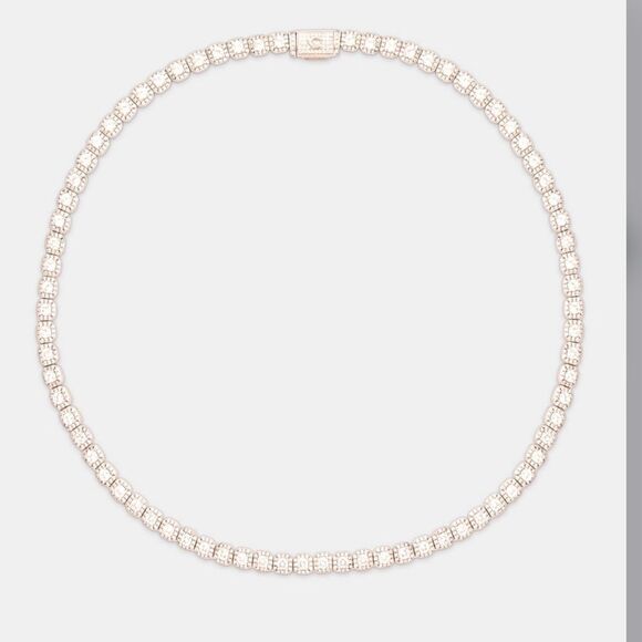 CERNUCCI 7MM CLUSTERED TENNIS CHAIN - WHITE GOLD 20” NWT IN PACKAGING